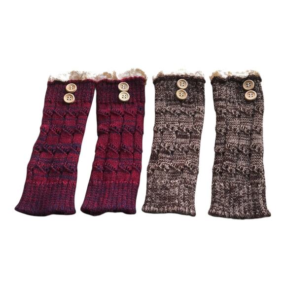 If Collection Leg Warmers Knitted Crochet 100% Acrylic Button Detail 2 Pairs - Picture 2 of 15